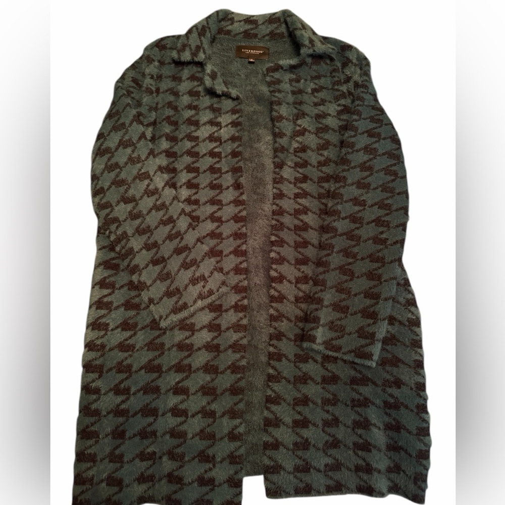 Liverpool Los Angeles Green Houndstooth Coatigan – Size Small – NWT